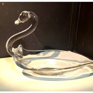 1006.  Clear Glass Swan Dish Duncan & Miller